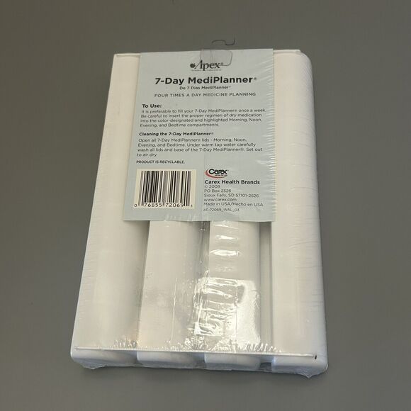 Apex 7 Day MediPlanner Pill Organizer 4 Times Per Day Medication Planning - Picture 3 of 3